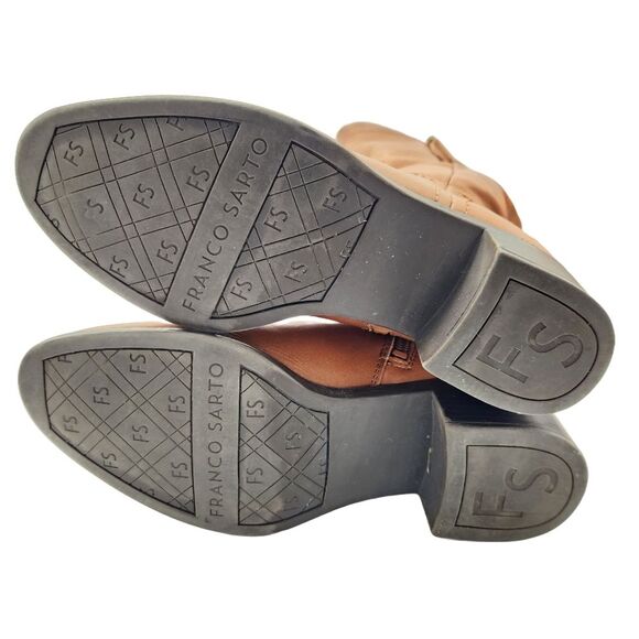 Franco Sarto Lizbeth Tan Leather Tall Boot Wide Calf Side Zipper Women's Size 6 - Picture 6 of 9